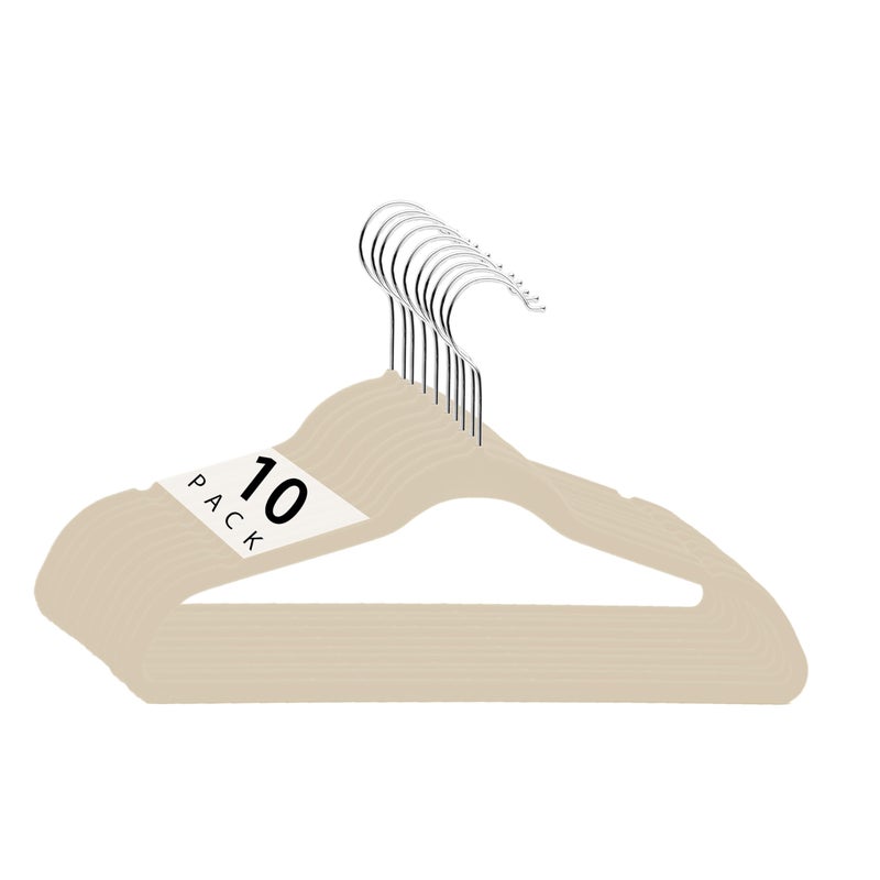 Simplify Childrens 10 PK Velvet Hangers | Dimensions : 13.78"" W x 8.46"" H | Durable Plastic | Non-Slip | Keeps Shape | 14  Width | Children Sizes 2-16 | Velvet  Ivory - Image 1